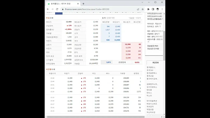 001230동국홀딩스 주가 전망 및 차트 분석