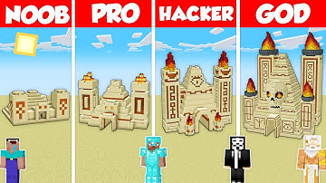DESERT TEMPLE HOUSE BUILD CHALLENGE - Minecraft Battle: NOOB vs PRO vs HACKER vs GOD / Animation