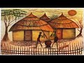 Sand painting  a beautiful african village