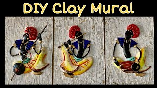 DIY Clay mural | Diy 3D Tribal Clayart Mural |DIY Easy Wall Home Decor Idea / Clay Mural Art ideas