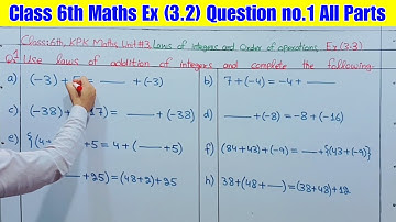 Class 6 Ex 3.2 Q no 1 All parts | Class 6 kpk maths