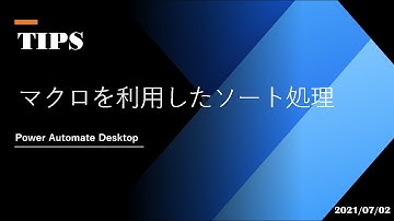 Power Automate  Desktop Tutorial - [TIPS] マクロを利用したソート処理