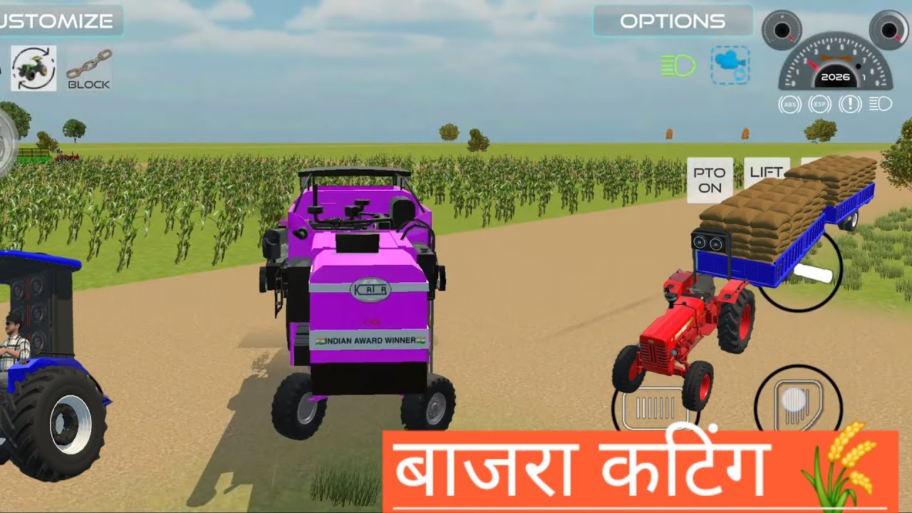 Harvesting bajara cutting Farming Simulator Tractor - Trolley Indian Vehicle Simulator 3D 