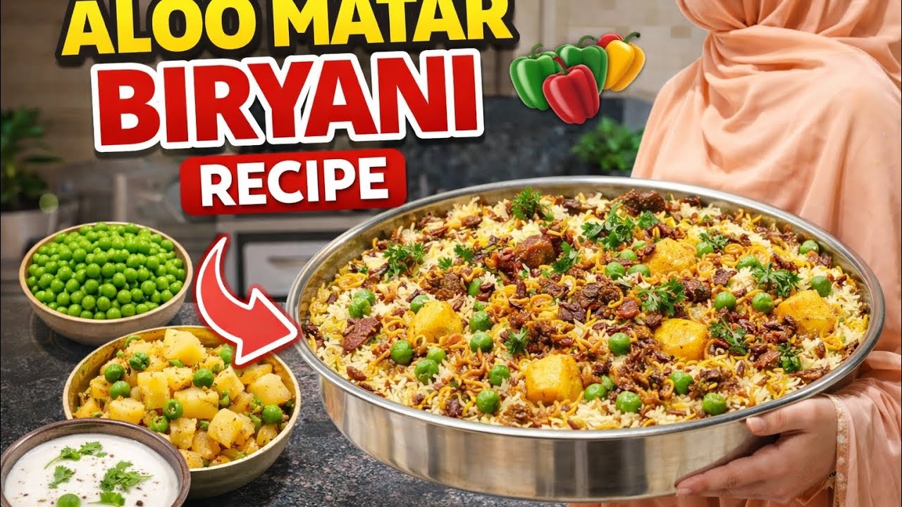 Aloo matar biryani recipe! easy and tasty 😋 Sirf 7 mint me