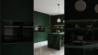 Dark Emerald Green Luxury Kitchen Cabinets Vina G7 Furniture Manufacturer In Vietnam