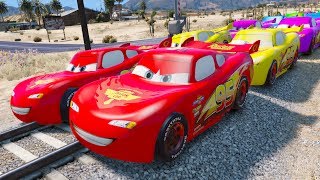 Colors Cars 3 Lightning McQueen in Train Trouble - Disney Pixar Cartoon Nursery Rhymes for Kids