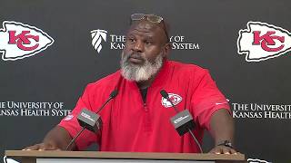 Chiefs offensive coordinator Eric Bieniemy speaks ahead of first road game of the season
