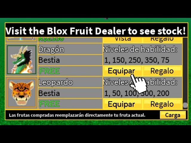 Frutas Permanentes Gratis en Blox Fruits 