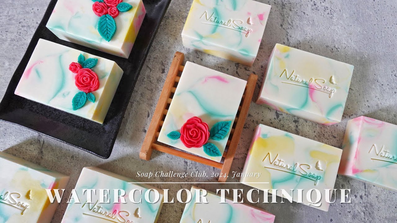水彩渲染皂 - watercolor technique handmade soap for 2024/01 soap challenge ...