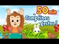 50min of French Nursery Rhymes with gesture for kids and babies (A green mouse, My donkey...)