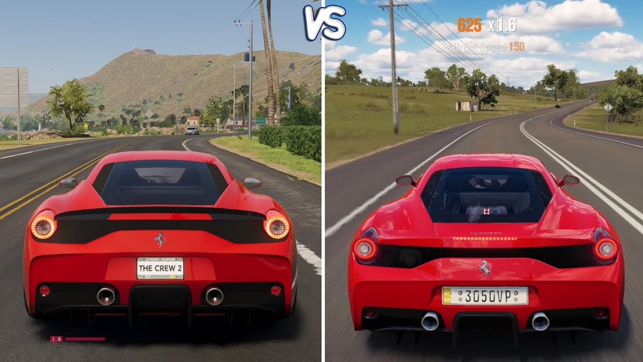 The Crew 2 Vs Forza Horizon 3 - Ferrari 458 Speciale Gameplay Comparison Hd  - Youtube