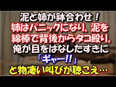 【スカッとする話】 泥と姉が鉢合わせ！姉はパニックになり、泥を綿棒で背後からタコ殴り。泥を荷紐で縛り上げた！俺が目をはなしたすきに「ギャー!!」と物凄い叫びが聴こえ… スカッと修羅場ラバンダ