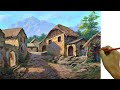 Acrylic Landscape Painting in Time-lapse / Old Village Houses / JMLisondra