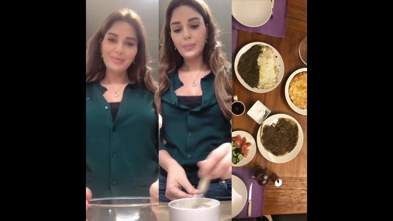 سيرين عبدالنور تطبخ المنقوشة بالجبنة والزعتر 😋