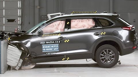 2021 Mazda CX-9 updated moderate overlap crash test (extended footage)