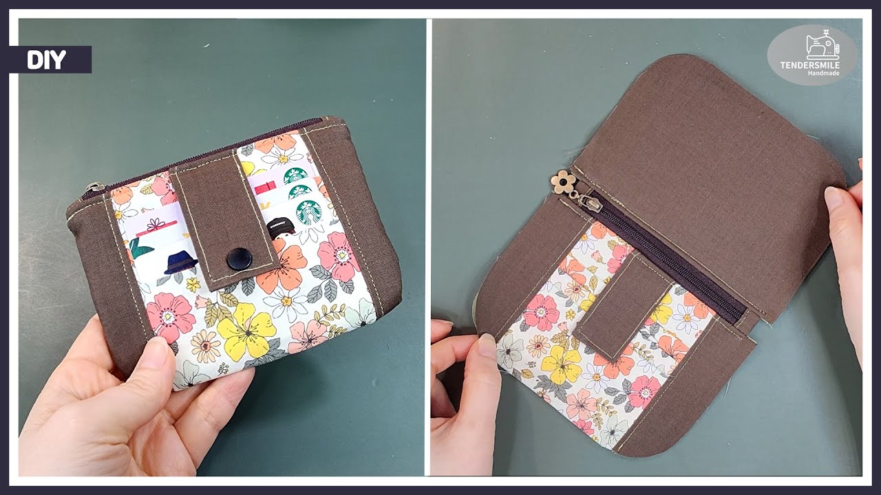 Free Sewing Pattern: 2 Zipper DIY Coin Purse With Keyring