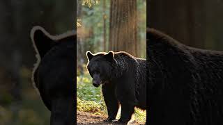 Wild Black Bear sniffing the air in a dense forest, at Sunrise | Real Wildlife Moment 🐻 #bear