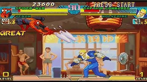 Spiderman + Venom vs Captain  Commando  Wolverine #arcade #gaming #retro #marvel #superhero