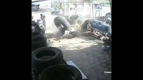Most Funny Accident Tractor tire exploded during air fill/compressor