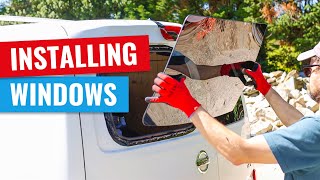 Installing windows in a tiny camper van #shorts