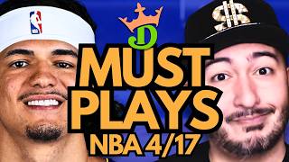 NBA DFS Friday 4/17 (DraftKings NBA MUST PLAYS) | NBA DFS Picks + Bets