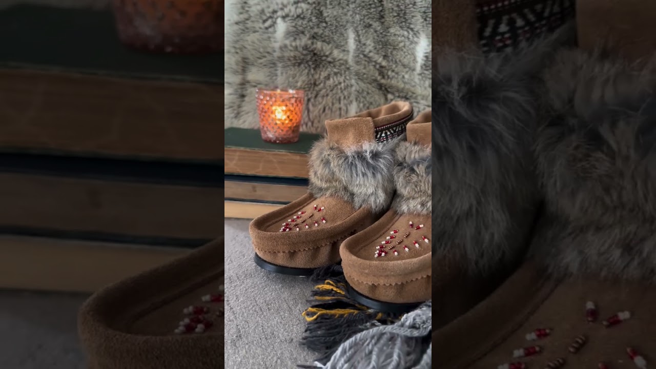 Women's Native American Style Ankle Moccasin Boots Dark Tan Brown