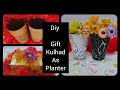 Diy easy kulhad planter for gifting|black &amp; white theme |5 minute craft