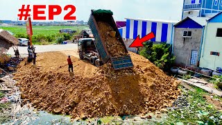 EP2| Completed 30% Of Whole Work By Bulldozer Push Soil Clearing Land & Dump Truck Unloaded Soil