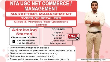 NTA UGC NET COMMERCE | MANAGEMENT - MARKETING MANAGEMENT - TYPES OF RETAILERS