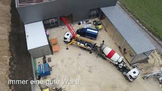 Putzmeister: Pumpen von Stahlfaserbeton in einer Halle mit der Autobetonpumpe M28-4 iONTRON