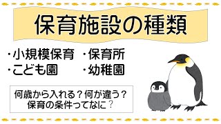 保育施設の種類(幼稚園・保育所・小規模保育事業所・認定こども園)