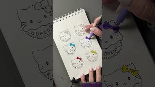 Coloring Hello Kitty Oreo Cookies 🍪✨ | Kawaii Brush Marker Art