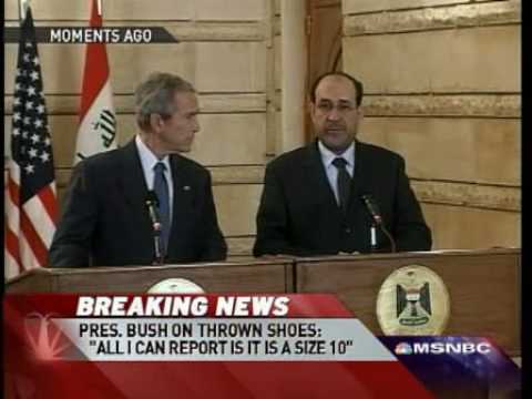 Man Throws Shoes At Bush In Iraq - They were a size 10