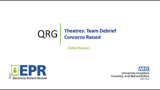 Theatres: Team Debrief Concerns Raised - EPR Quick Reference Guides (QRG)
