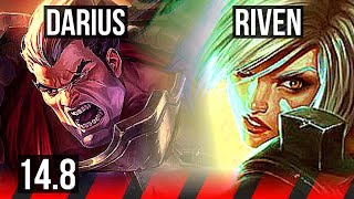 DARIUS vs RIVEN (TOP) | 8 solo kills, 12/1/1, Dominating | EUW Master | 14.8