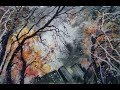 Watercolor Realism.  Autumn in the city.