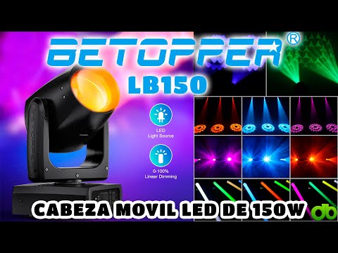 Betopper LB150 Cabeza Movil 150W LED Beam Moving Head Light RGB Unboxing Review Test