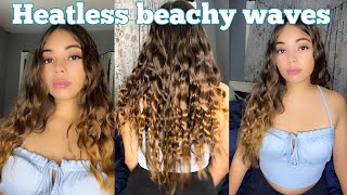 HEATLESS OVERNIGHT BEACHY WAVES/ CURLS TUTORIAL | HOW TO FRENCH BRAID by Queen E 2,297 views 1 year ago 5 minutes, 29 seconds