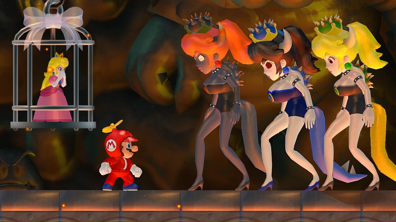New Super Mario Bros. Wii - All Bowsette Boss Fights (HD)