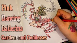 Pink Ballerina Dancing - Gardens and Goddesses | Adult Coloring Book, The Art of Inspiration