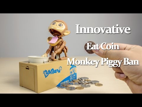 Innovative Eat Coin Monkey Piggy Bank Review - Gearbest.com