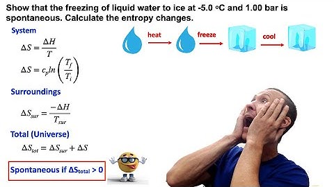 Calculate ENTROPY CHANGES to show that freezing water is SPONTANEOUS, ∆S 💪
