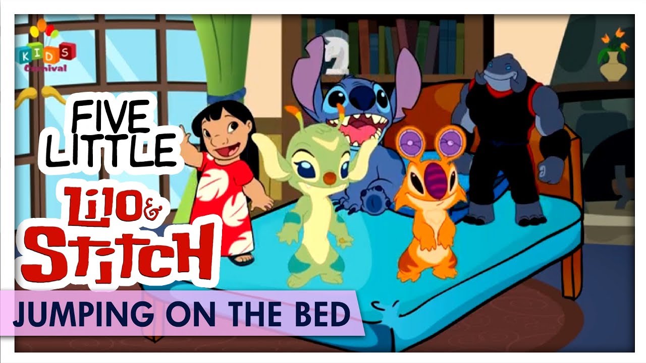 Five Little Lilo And Stitch Jumping On The Bed Kids