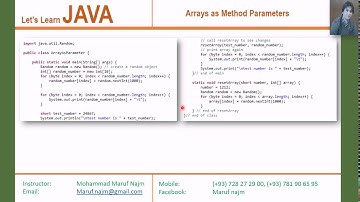 ۵ - چگونه یک آرایه را در جاوا بحیث یک پارامتر به یک متد بفرستیم.