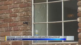 Woman arrested after church vandalized, cars damaged in Mobile crime spree