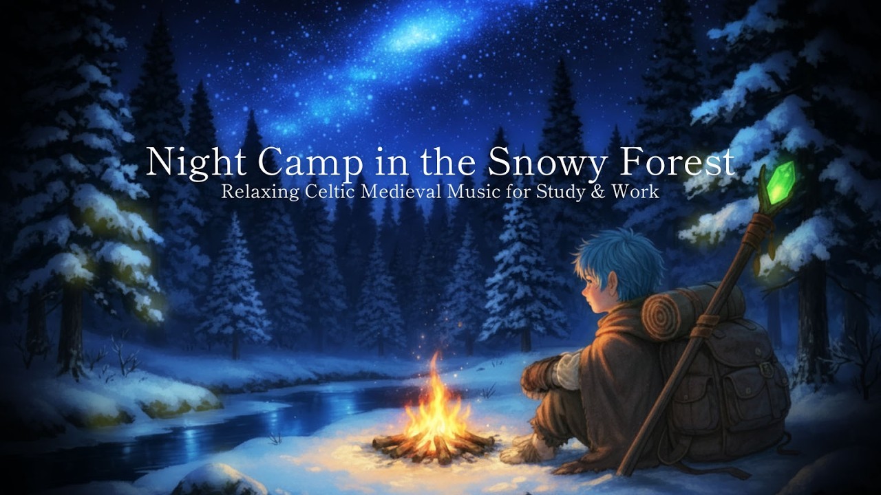 Relaxing Celtic Medieval Music for Study & Work | Night Camp in the Snowy Forest