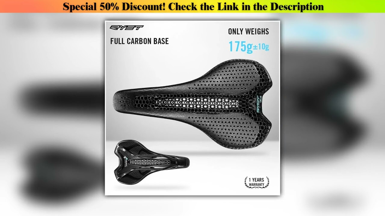 Unboxing RYET Ultralight Carbon 3D Printed Bicycle Saddle 175g 7*9 Bike Seating Cushion Triathlon R