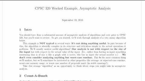 CPSC 320 Worked Example, Asymptotic Analysis: Intro