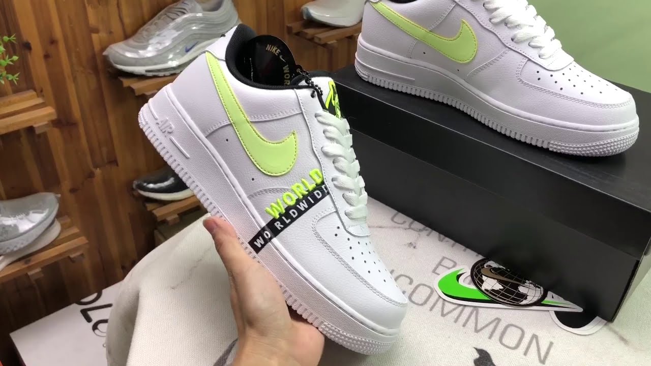 Nike Air Force 1 '07 AF1 Low Worldwide White/Volt (CK6924 101) Men’s Size 12