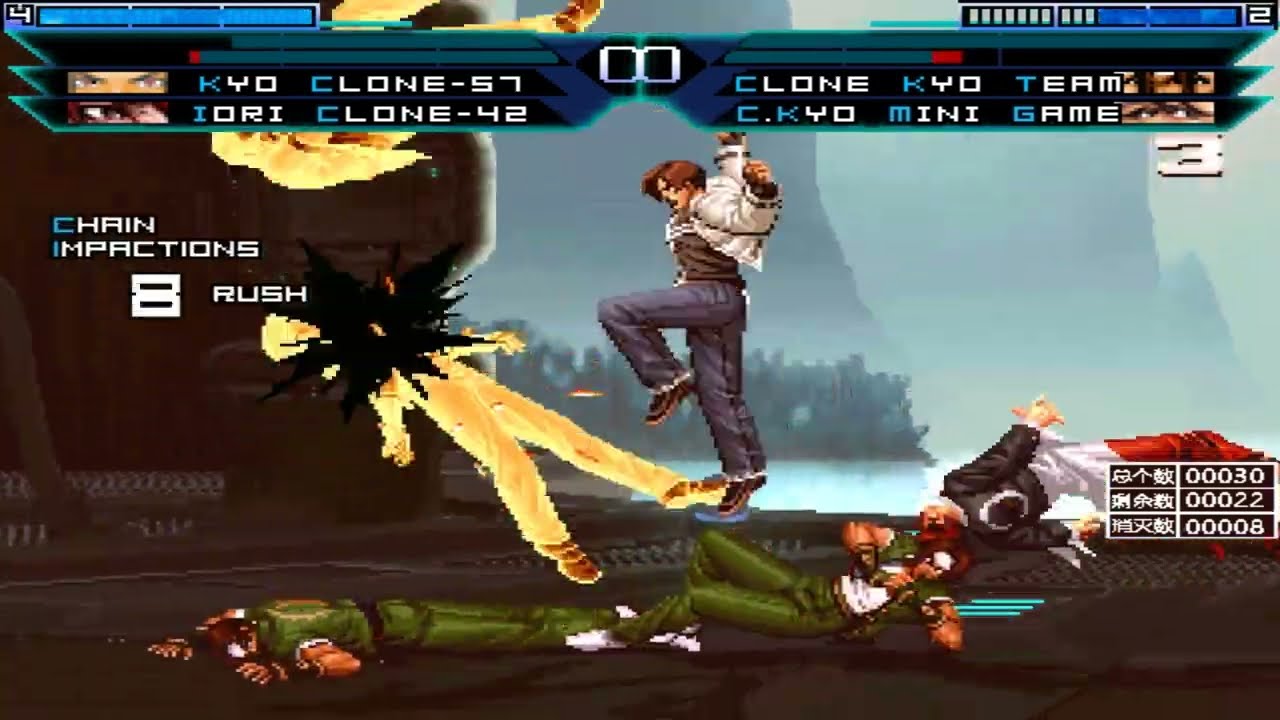 KOF Mugen : Kyo Clone - 57 & Iori Clone - 42 VS Clone Kyo Team